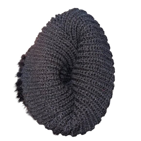 Womens Cap Black One Size Hat Thicken Winter Warm Knitted mink fur - Picture 5 of 12